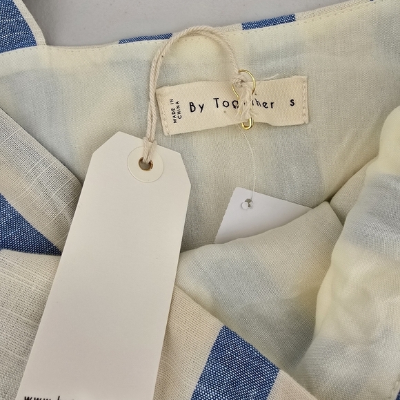 By Together Blue and White Stripe Tie Shoulder Summer Dress Women's Sz S. - Picture 3 of 8